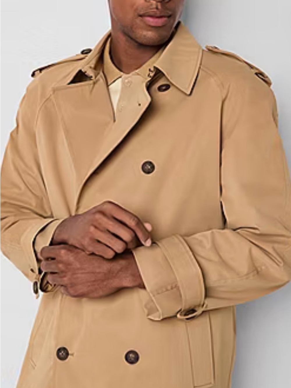 Men's Double-Breasted Tan Trench Coat size M - Picture 2 of 6